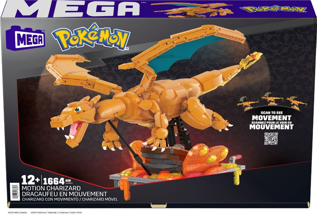 MEGA BLOKS Pokemon: Build with Motion Charizard, 1664 Piece Building Toy Set