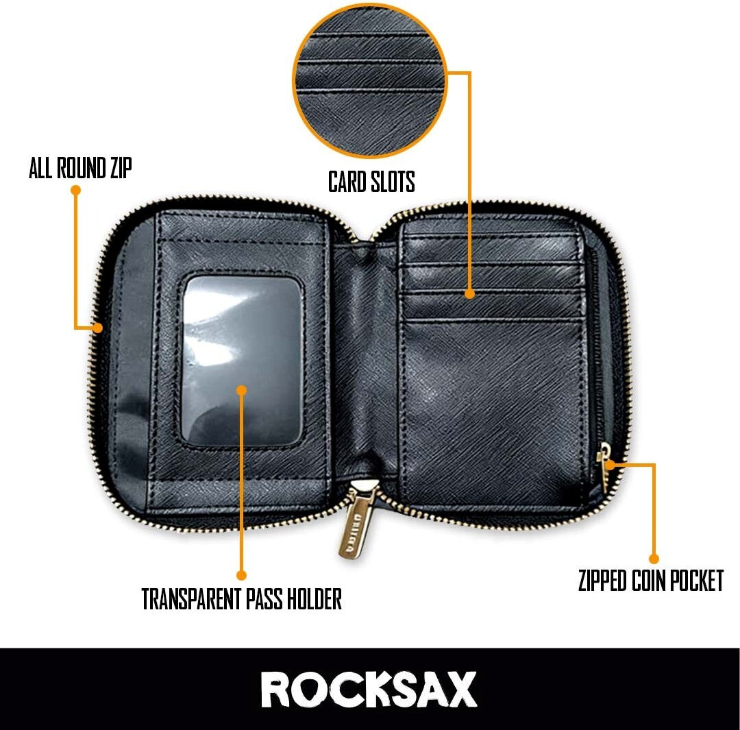 Rocksax - Pink Floyd - Dark Side of the Moon Logo - Bi-Fold Zipped Wallet/Purse (Black)