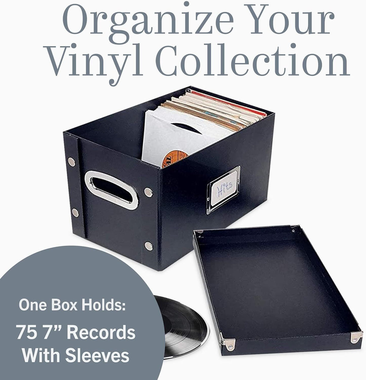 Snap-N-Store - 45 RPM Vinyl Storage Box - Black SNS02079