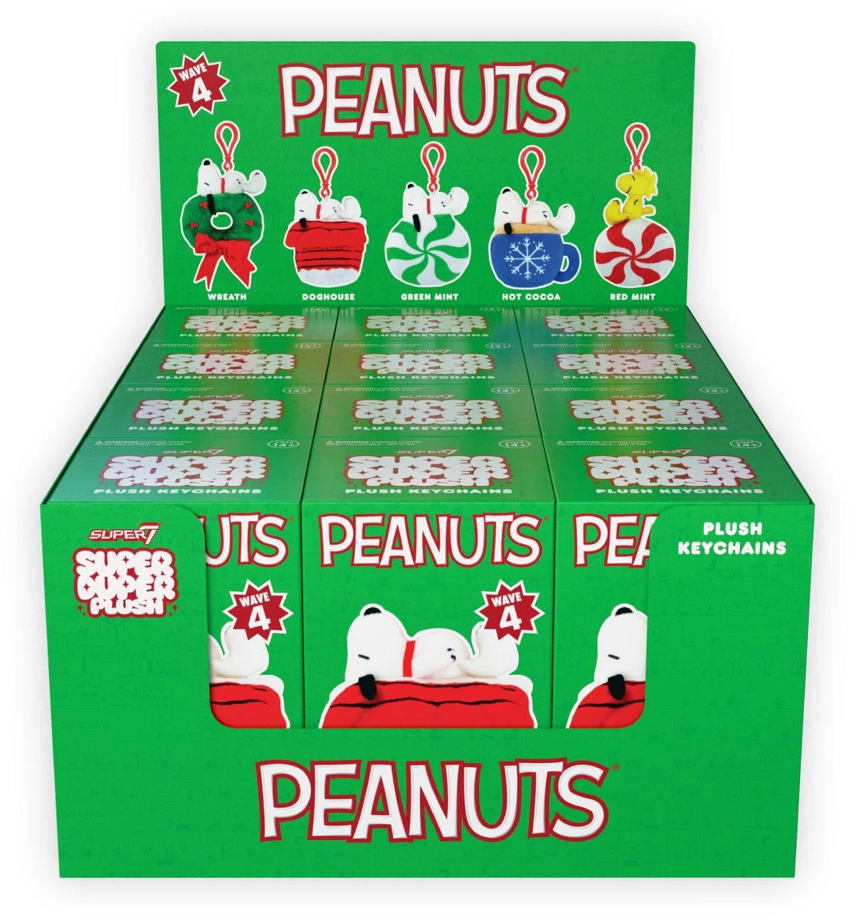 Peanuts - Super Duper Plush - Blind Box Wv4 - Holiday Keychains 12ct Flat