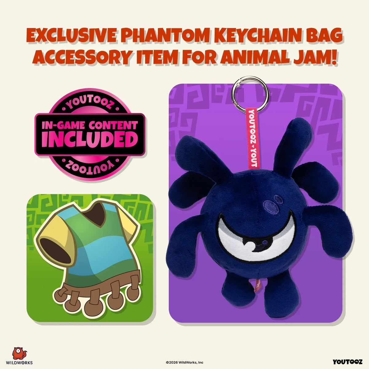Youtooz - Animal Jam - 5" Plush Keychain - Phantom